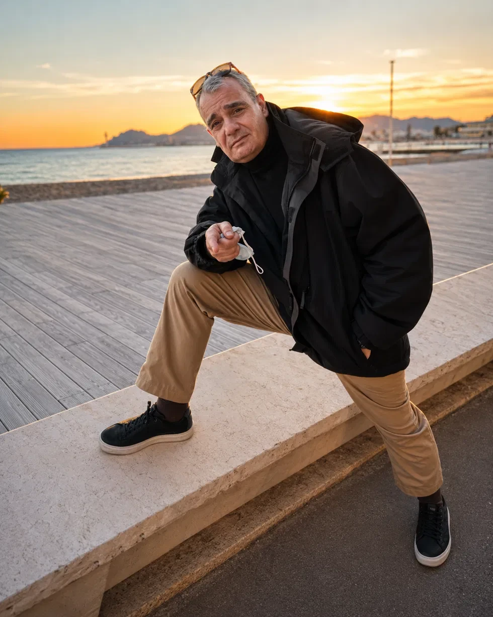 Eric Dunkel al tramonto su una passeggiata mediterranea